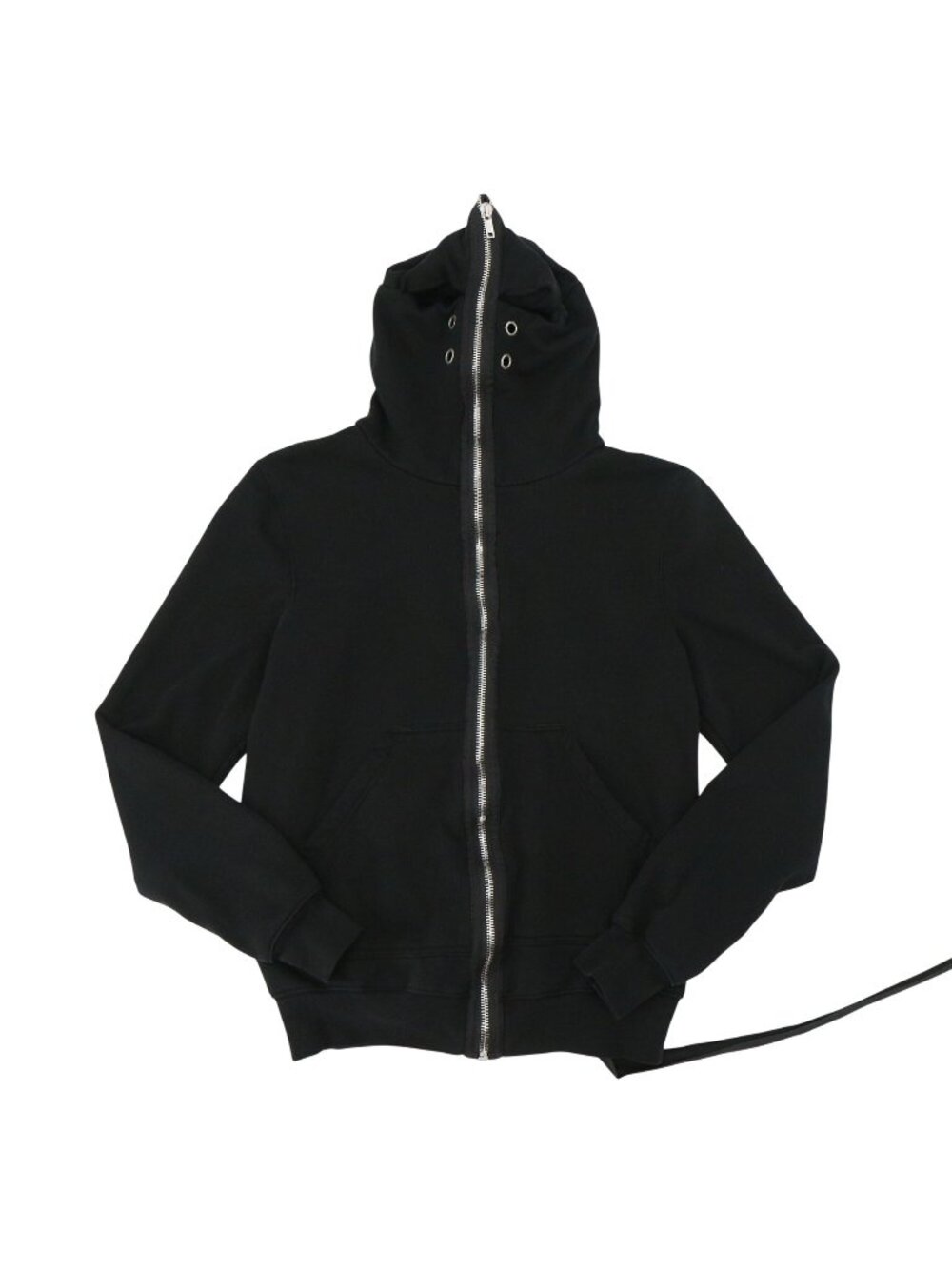 Rick Owens DRKSHDW Black Gimp Mask Four Ring Full Zip Hoodie Jacket M